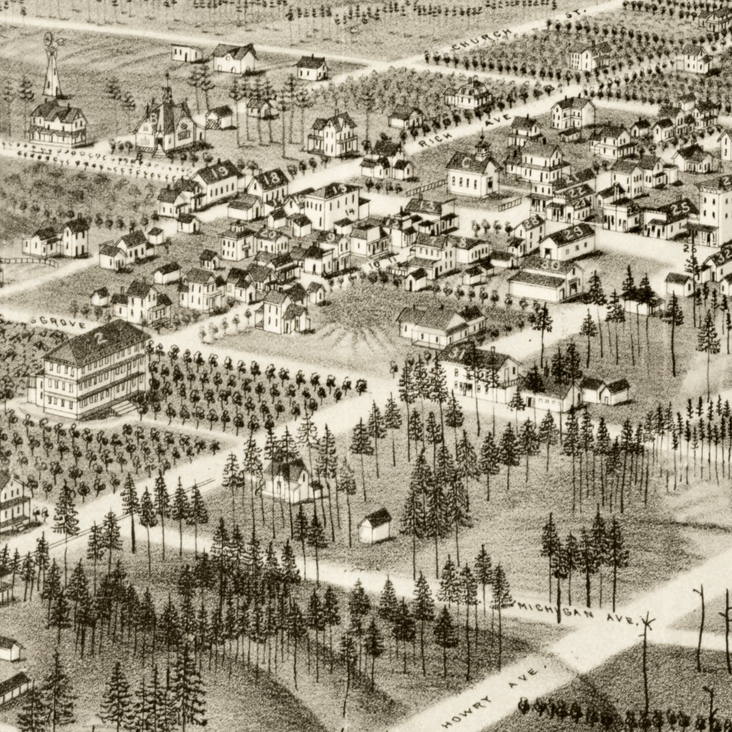 Vintage Map of De Land, Florida 1884