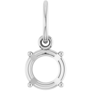 14K White Gold 6.5 mm Round Charm/Pendant Mounting – image 2