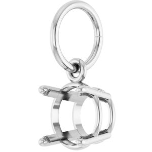 14K White Gold 6.5 mm Round Charm/Pendant Mounting – image 4