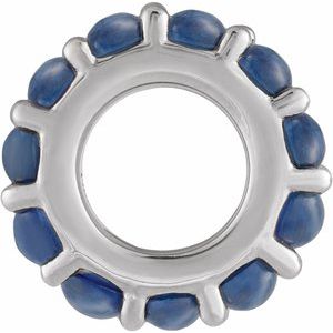 Sterling Silver Natural Blue Sapphire Cabochon Spacer Charm/Pendant – image 2