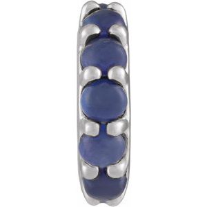 Platinum Natural Blue Sapphire Cabochon Spacer Charm/Pendant