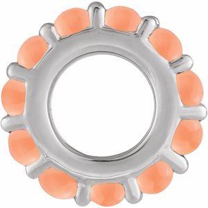 Sterling Silver Natural Pink Coral Cabochon Spacer Charm/Pendant – image 2