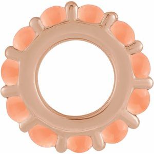 14K Rose Gold Natural Pink Coral Cabochon Spacer Charm/Pendant