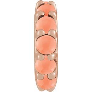 14K Rose Gold Natural Pink Coral Cabochon Spacer Charm/Pendant