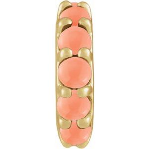 14K Yellow Gold Natural Pink Coral Cabochon Spacer Charm/Pendant