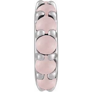 Platinum Natural Rose Quartz Cabochon Spacer Charm/Pendant