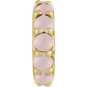 14K Yellow Gold Natural Rose Quartz Cabochon Spacer Charm/Pendant