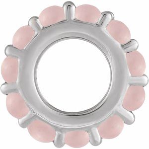 14K White Gold Natural Rose Quartz Cabochon Spacer Charm/Pendant – image 2