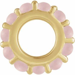 14K Yellow Gold Natural Rose Quartz Cabochon Spacer Charm/Pendant – image 2