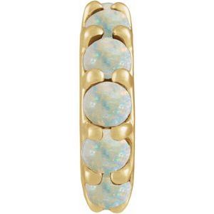 14K Yellow Gold Natural White Opal Cabochon Spacer Charm/Pendant