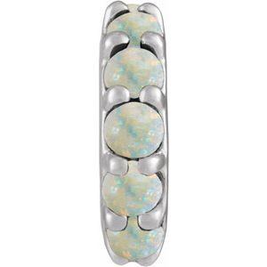 14K White Gold Natural White Opal Cabochon Spacer Charm/Pendant
