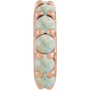 14K Rose Gold Natural White Opal Cabochon Spacer Charm/Pendant