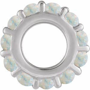 14K White Gold Natural White Opal Cabochon Spacer Charm/Pendant – image 2