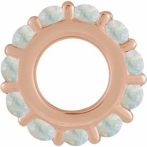 14K Rose Gold Natural White Opal Cabochon Spacer Charm/Pendant – image 2