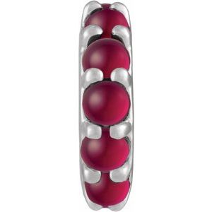 14K White Gold Natural Ruby Cabochon Spacer Charm/Pendant