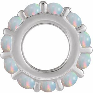 Platinum Natural Ethiopian Opal Cabochon Spacer Charm/Pendant – image 2