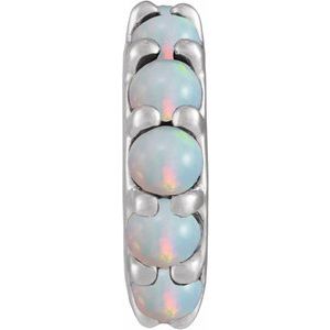 14K White Gold Natural Ethiopian Opal Cabochon Spacer Charm/Pendant