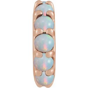 14K Rose Gold Natural Ethiopian Opal Cabochon Spacer Charm/Pendant