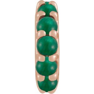14K Rose Gold Lab-Grown Emerald Cabochon Spacer Charm/Pendant