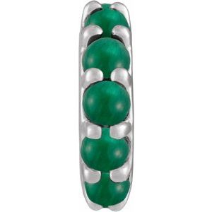 14K White Gold Natural Emerald Cabochon Spacer Charm/Pendant