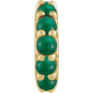 14K Yellow Gold Natural Emerald Cabochon Spacer Charm/Pendant