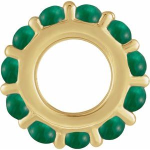 14K Yellow Gold Natural Emerald Cabochon Spacer Charm/Pendant – image 2