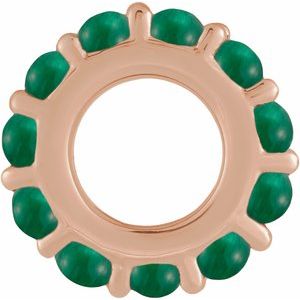 14K Rose Gold Natural Emerald Cabochon Spacer Charm/Pendant – image 2