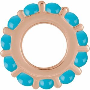 14K Rose Gold Natural Turquoise Cabochon Spacer Charm/Pendant – image 2
