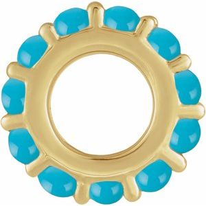 14K Yellow Gold Natural Turquoise Cabochon Spacer Charm/Pendant – image 2
