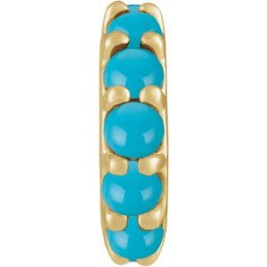 14K Yellow Gold Natural Turquoise Cabochon Spacer Charm/Pendant