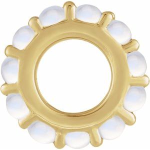 14K Yellow Gold Natural Rainbow Moonstone Cabochon Spacer Charm/Pendant – image 2