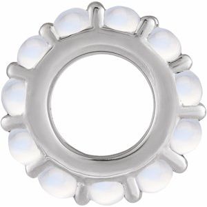 14K White Gold Natural Rainbow Moonstone Cabochon Spacer Charm/Pendant – image 2