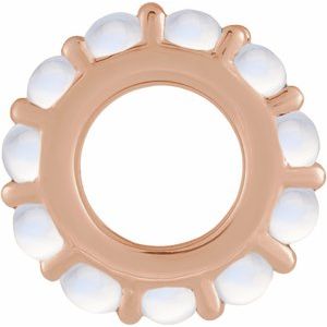 14K Rose Gold Natural Rainbow Moonstone Cabochon Spacer Charm/Pendant – image 2