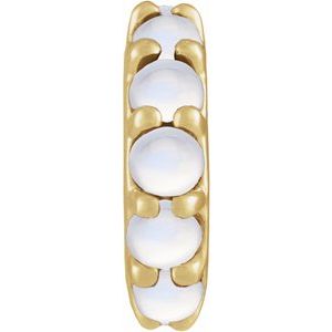 14K Yellow Gold Natural Rainbow Moonstone Cabochon Spacer Charm/Pendant