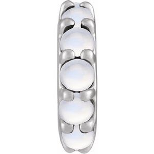 Platinum Natural Rainbow Moonstone Cabochon Spacer Charm/Pendant
