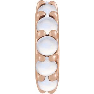 14K Rose Gold Natural Rainbow Moonstone Cabochon Spacer Charm/Pendant