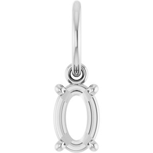 14K White Gold 6x4 mm Oval Charm/Pendant Mounting – image 2