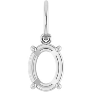 14K White Gold 8x6 mm Oval Charm/Pendant Mounting – image 2