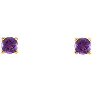 14K Yellow Gold Imitation Amethyst Youth Earrings – image 2