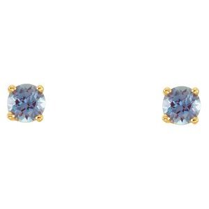 14K Yellow Gold Imitation Alexandrite Youth Earrings – image 2