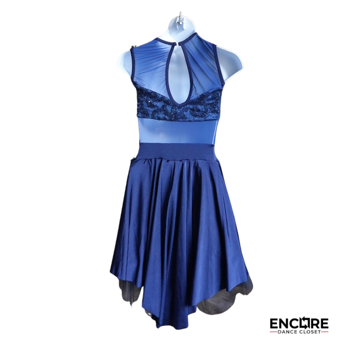 Elegant Dark Blue Lace Dress