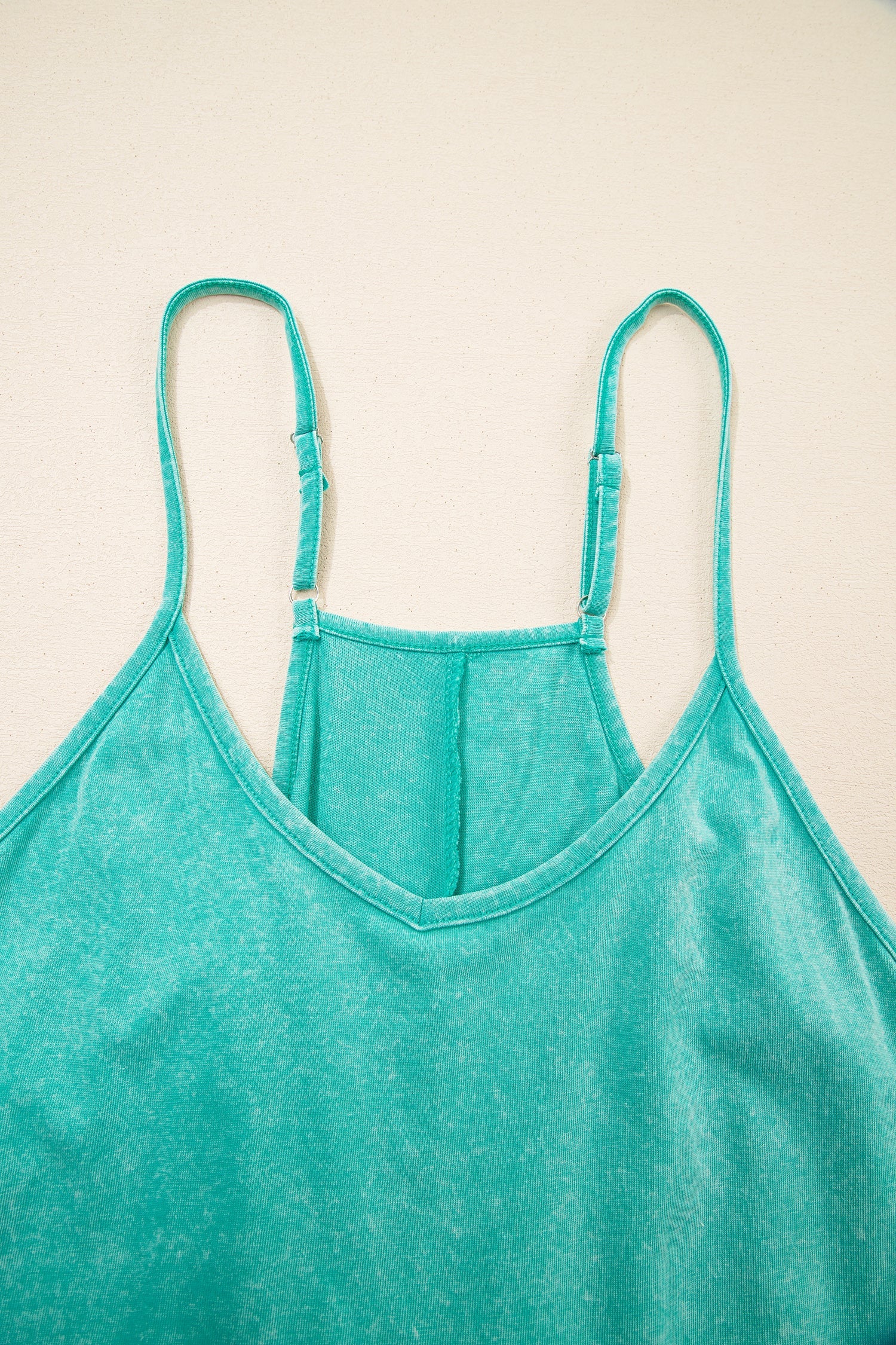 Mineral Wash Spaghetti Strap Pocketed Romper