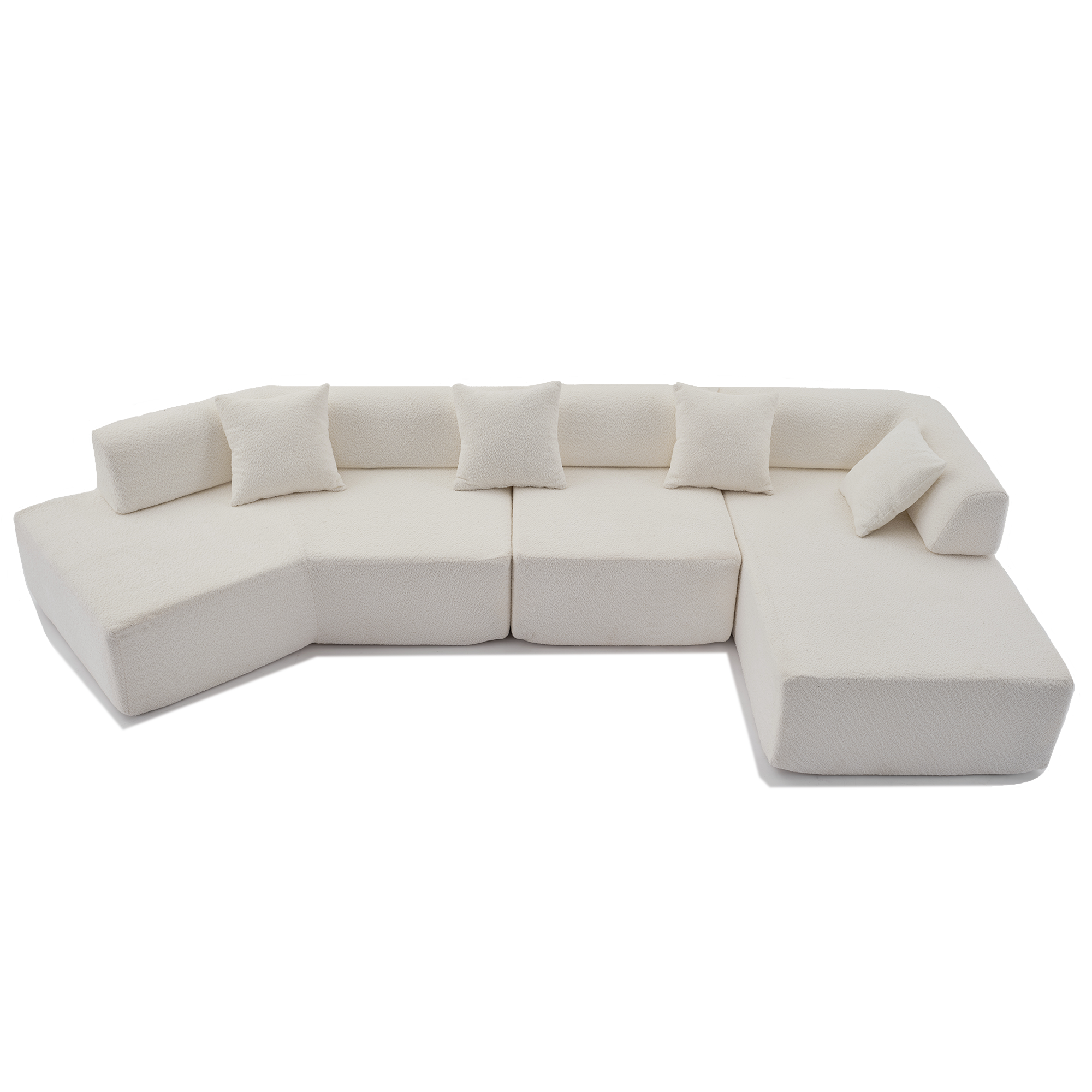 [NEW ARRIVED] [VIDEO PROVIDED]Modern Minimalist 140' L-Shape Couch ,No Assembly Required,Boucle,Modular Sofa ,Couch with Chaise,Free Combination Foam-Filled Sofa, 4 Seats,White