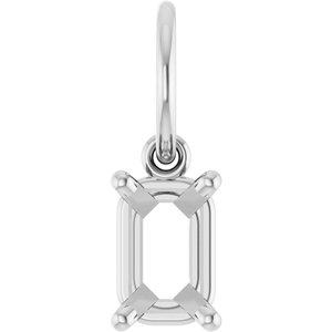 14K White Gold 6x4 mm Emerald Charm/Pendant Mounting – image 2