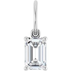 14K White Gold 6x4 mm Emerald Charm/Pendant Mounting