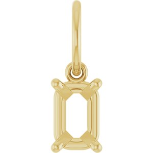 14K Yellow Gold 6x4 mm Emerald Charm/Pendant Mounting – image 2