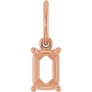 14K Rose Gold 6x4 mm Emerald Charm/Pendant Mounting – image 2