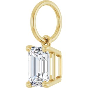 14K Yellow Gold 6x4 mm Emerald Charm/Pendant Mounting – image 3