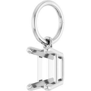 Platinum 6x4 mm Emerald Charm/Pendant Mounting – image 4
