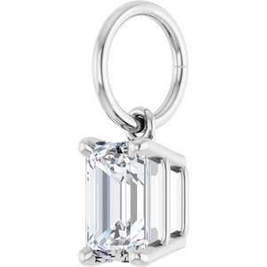 10K White Gold 6x4 mm Emerald Charm/Pendant Mounting – image 3